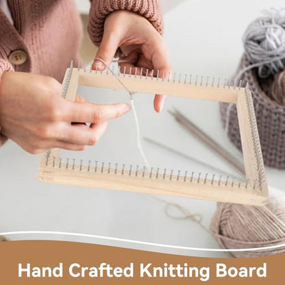 HERCHR Wooden Knitting Loom, Square Pin Loom Wooden Weaving Blanket Maker Wooden Loom Frame Weaving Loom for DIY Weaving Chunky Blanket Beginner Children Adults, 30 * 30cm - color: 30*30cm