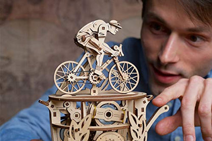 UGEARS Automaton Cyclist 3D Wooden Puzzles for Adults - Wooden Model Kits for Adults Automatone for Cyclists Men Mechanical Bicycle Model Automatone Brain Teaser, Hobby Set