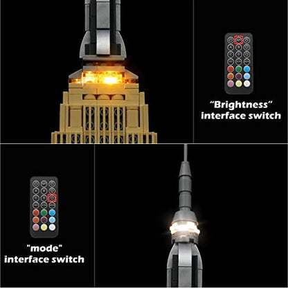 GEAMENT LED Light Kit (Remote Control) Compatible with Lego Empire State Building - Lighting Set for Architecture 21046 (Model Set Not Included)
