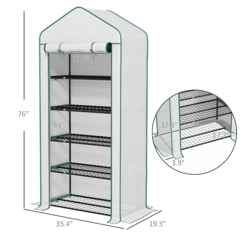 5‑Tier Mini Greenhouse, Small Walk‑in Plant Green House, White - color: White B, size: Mini