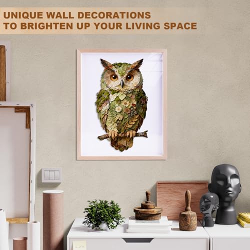 Wooden Puzzles for Adults, 8.9 × 5 in 70 pcs Leaf Owl Wood Puzzles - color: Leaf Owl, size: Small