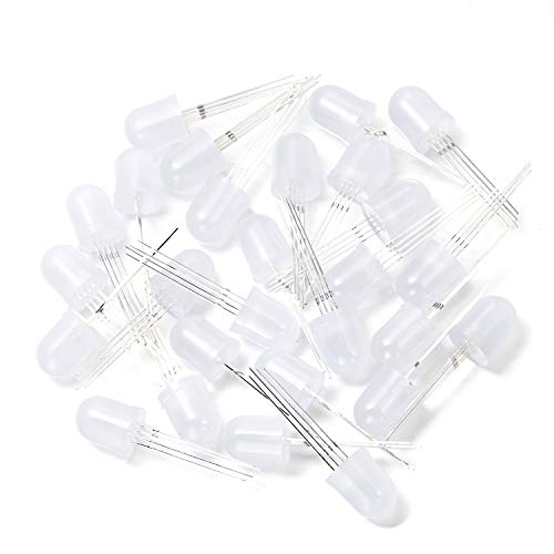 CHANZON 50 pcs 10mm RGB Multicolor Diffused LED Diode Lights Common Anode - color: J) Rgb (Common Anode) (50pcs)