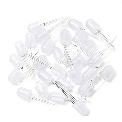 CHANZON 50 pcs 10mm RGB Multicolor Diffused LED Diode Lights Common Anode - color: J) Rgb (Common Anode) (50pcs)
