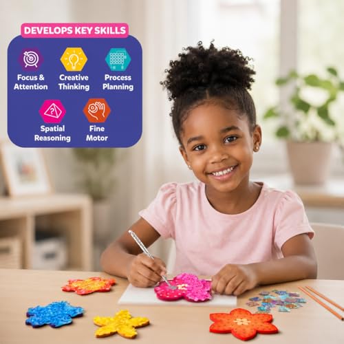 Skillmatics Poke-in Art – Flower Bouquet, Wood Craft Kit, Gift for Kids - style: 2. Flower Bouquet