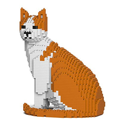 JEKCA Cat 10S-M03 | Orange and White Cat Plastic Building Blocks | Age 14+ - color: Orange and White