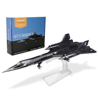 ArtorBricks SR-71 Reconnaissance Blackbird Airplane Military Building Set with Display Stand - 183Piece Model Kit for Adults, Collectors & Hobbyists