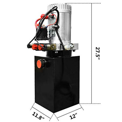 DC HOUSE Hydraulic Pump 12V Dump Trailer Pump 8 Quart Hydraulic Power Units Electric Hydraulic Pump for Dump Trailer and DIY Hydraulic Systems(8 Quart Double Acting) - size: 8 Quart Double
