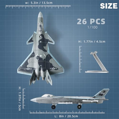 SEBUNAS 1:100 Scale J-20 Highly Detailed Plastic Assembly Model Kit - color: 1.J-20