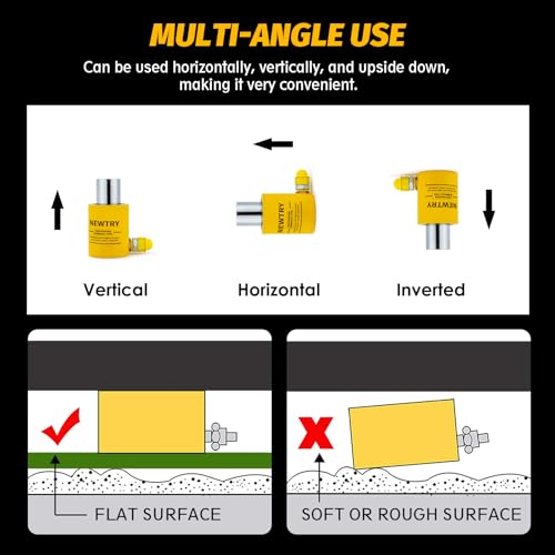 NEWTRY 50T Short Hydraulic Ram Jack, 2" Stroke Porta Power Ram Auto Retract - size: 50T
