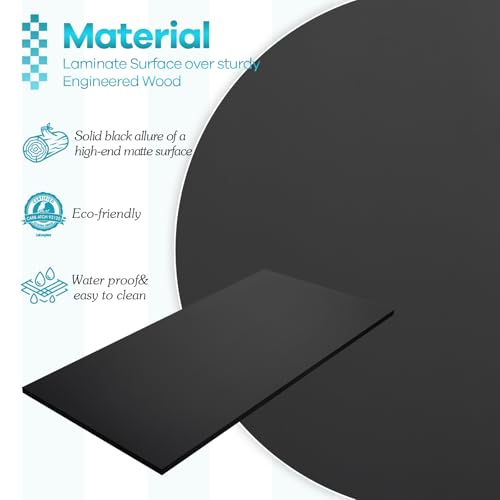 Kaboon 36x20 inch Black Table Top Universal, Solid One-Piece Desktop, Reversible Melamine Countertop, Double Desks, L-Desk DIY - color: Black, size: 36x20