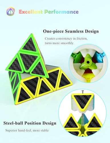 ROXENDA Speed Cube Set - Carbon Fiber Sticker Magic Cube Bundle