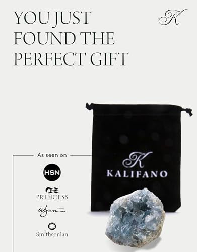 KALIFANO Raw AAA+ Celestite Crystal Cluster Geode - High Energy Natural Celestine Stone - Reiki Wicca Celestita Rock with Healing and Calming Effects (Family Owned and Operated)