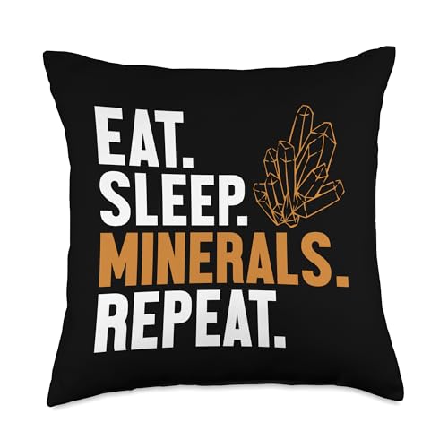 Best Rocks And Minerals Kit Guide Collection Gifts Eat Sleep Repeat Geologist Mineral Collector Throw Pillow, 18x18, Multicolor - size: 18x18