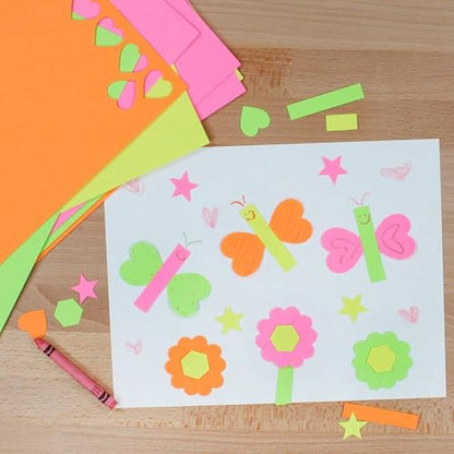Heart Star Hexagon Rectangle Cutouts, Neon, 696 Piece, Classroom Decor - color: Neon - Heart, Star, Hexagon, Rectangle