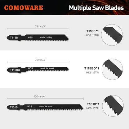 COMOWARE Small File Set, Gift for Dad, 12-Piece Metal Needle File Set with 3 Handsaw Blades, Quick Change Mechanism Handle, Flat, Half-Round, Round & Triangle Files, Portable Case for Woodworking DIY