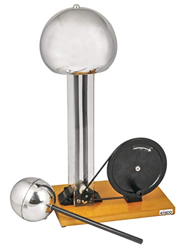 EISCO Hand Crank Van de Graaff Generator, up to 100kV - Static Electricity Generator, Hand Generator - 7.5" Dome, 4" Discharge Sphere, 22" Tall