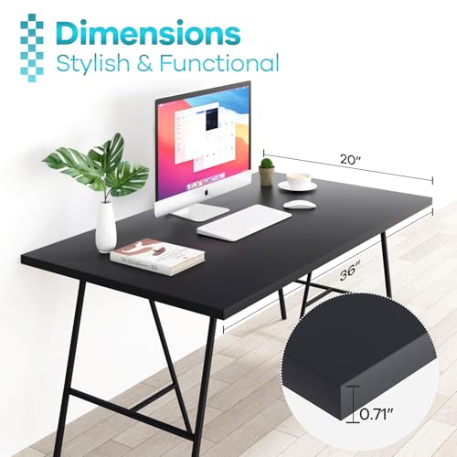 Kaboon 36x20 inch Black Table Top Universal, Solid One-Piece Desktop, Reversible Melamine Countertop, Double Desks, L-Desk DIY - color: Black, size: 36x20