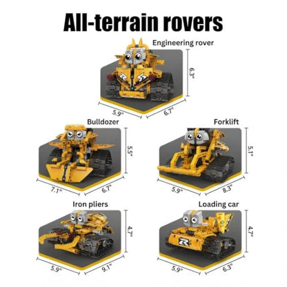 5-in-1 STEM Robot Building Toy RC and Programmable App Control. Drag-and-Drop Visual Coding Language. Engineering Set. Gifts for Kid Boys Girls Ages 5 6 7 8 9 10 11 12 13