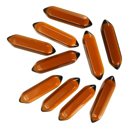 MECCANIXITY 10 Pack Tea Quartz Crystals, Polished Crystals Bulk Hexagonal Shaped Meditation Gemstone for Jewelry Making Energy Balance Accessories Gifts - color: Tea Quartz