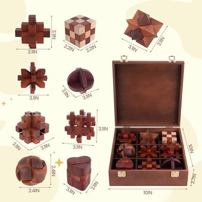 Mytothfy Wooden Brain Teaser Puzzles for Adults Teens, 3D Puzzle Game Toys - color: Style H