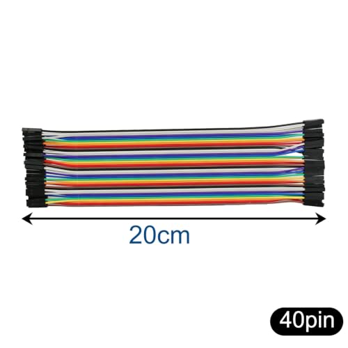 40pcs 20cm Female to Female Dupont Jumper Wire, 40Pin 8 Inch Pin Header Connector Cable Kit 2.54mm Rainbow Ribbon F-F for Arduino Raspberry Pi Board to Board Electronics - size: 20cm 40PCS F-F