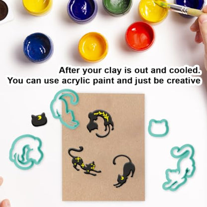 16Pcs Cat Polymer Clay Cutters Atomic Star Clay Earrings Cutters Polymer Jewelry Cutter for Earrings Making Birthday Party DIY Supplies - color: Cat