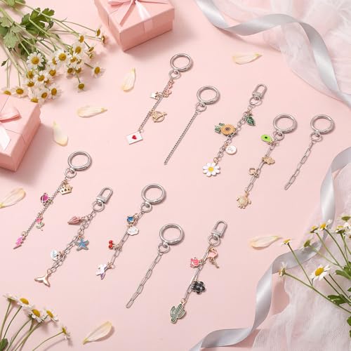 24 Pcs Keychain Making Kit Keychain Charms Making Kit Swivel Hook Lobster Claw Clasps Extender Chain for DIY Craft Lip Gloss Jewelry Keychains Bags Accessories Gift (Silver) - color: Silver