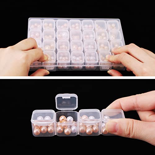 Gem Organizer, Segbeauty Clear Bead Container 28 Compartments with Secure Lids, Removable Tiny Jewelry Storage Box, Transparent Jewelry Organizer for Seeds Craft Making Accessories - size: 28 Count (Pack of 1)