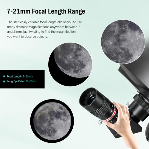 Astromania Zoom Eyepiece, FMC Zoom 7 to 21mm Telescope Eyepiece 1.25 Inch - size: 7-21mm