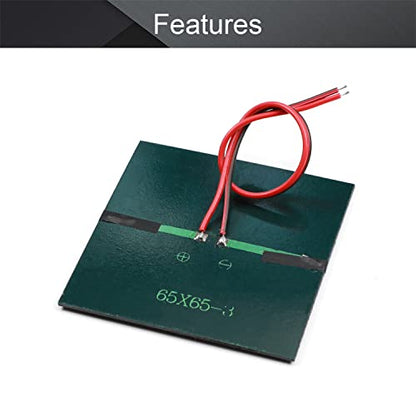 Fielect 5.5V 0.6W Polycrystalline Mini Solar Panel Module DIY for Light Toys Charger 65x65mm 5Pcs - size: 5.5V 0.6W