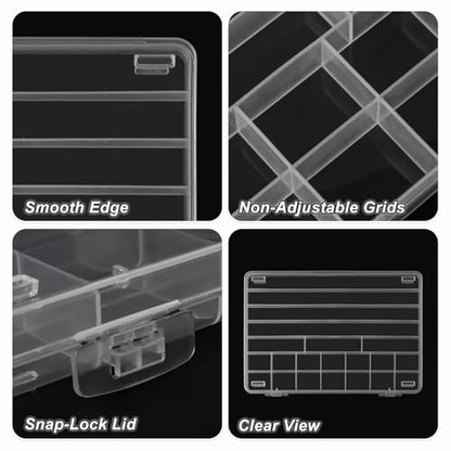 SUTOKAKA 1Pc 21 Grids Plastic Jewelry Organizer Necklace Storage Box Small Compartments Bead Container for DIY Nail Crafts Beading Art Supplies - size: 21