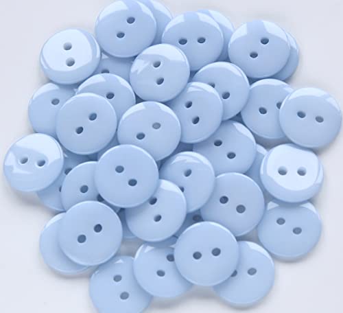 200pcs 5/8 Inch(15mm) Light Blue Buttons 2 Holes Resin Button for Sewing and DIY Crafts - color: Light blue