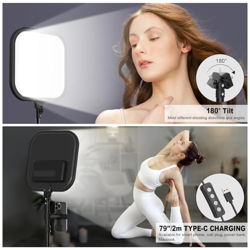 2Pack LED Video Light Kit, Hagibis 15W Photography Lighting Kit, 78" Dimmable Studio Lights with Tripod, 2500-8500K Stream Light for Video Recording, Game Streaming, Photography, Tiktok, YouTube