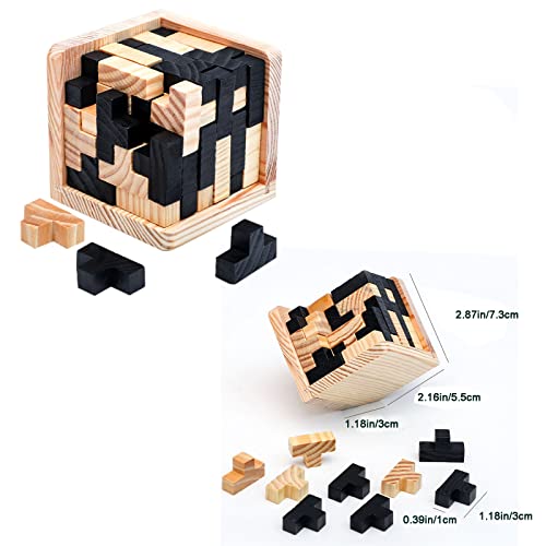 Arlai 12 pcs Wooden Brain Teaser Puzzle & Metal 3D Unlock Interlocking