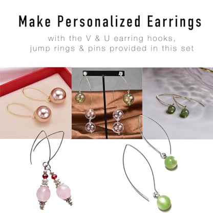 220PCs Hypoallergenic Earring Hooks & Pins (V&U Hook Gold) - color: V & U Hook Gold (220pcs)