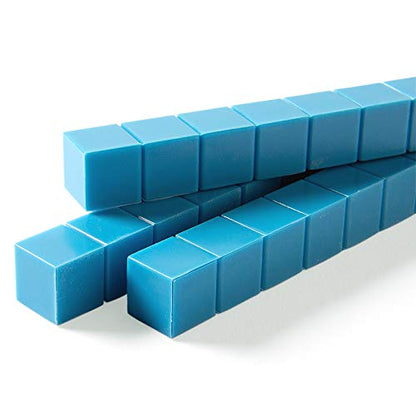 hand2mind Blue Plastic Base Ten Blocks Rods Set, Set of 50 - color: Blue