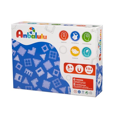 Anbalulu 134PCS Magnetic Building Tiles, Gift for Boys and Girls Ages 3+ - size: 134PCS