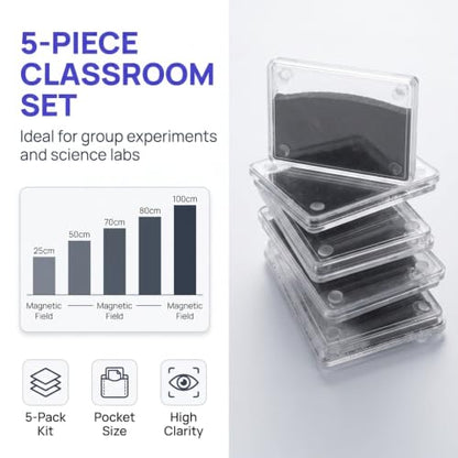 Homoyoyo 5pcs Iron Filings Magnetic Powder for Education Classroom Magnetism Physics Experiment Science Teaching Tools Magnetic Field Demonstrations