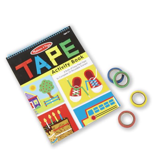 Melissa & Doug Tape Activity Book for Kids with 4 Easy-Tear Tape Rolls (Blue, Green, Red, Yellow) & 20 Reusable Scenes on Spiral-Bound Sheets, Road Trip Activities & Travel Toys for Kids Ages 4+ - size: 0.45 inch
