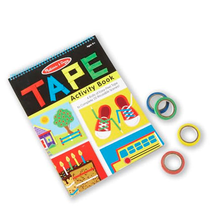 Melissa & Doug Tape Activity Book for Kids with 4 Easy-Tear Tape Rolls (Blue, Green, Red, Yellow) & 20 Reusable Scenes on Spiral-Bound Sheets, Road Trip Activities & Travel Toys for Kids Ages 4+ - size: 0.45 inch