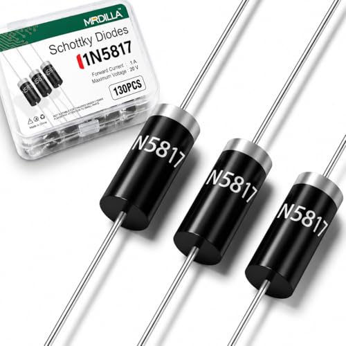 130PCS 1N5817 Schottky Diodes, 1A 20V Low Voltage Diodes - size: 1N5817