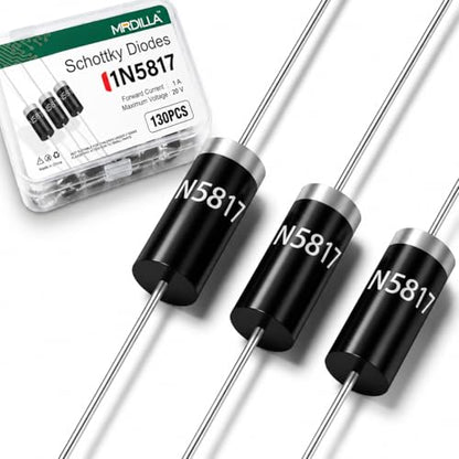 130PCS 1N5817 Schottky Diodes, 1A 20V Low Voltage Diodes - size: 1N5817