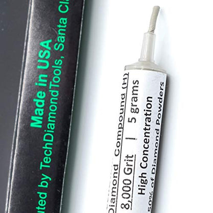 TechDiamondTools Diamond Polishing Compound Polishing Paste USA Made 8,000 Grit 0-2 Microns for Marble Glass Metal Rock Jewelry Resin Silver Chrome Gemstone with High Concentration of Diamond Powder - size: 8,000 grit / 0-2 microns