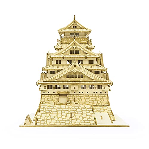 Osaka Castle Wooden Architecture 3D Puzzle - Fun DIY Wood Craft Kits - Ideal Gift for Birthdays and Party Favors - style: Osaka Castle