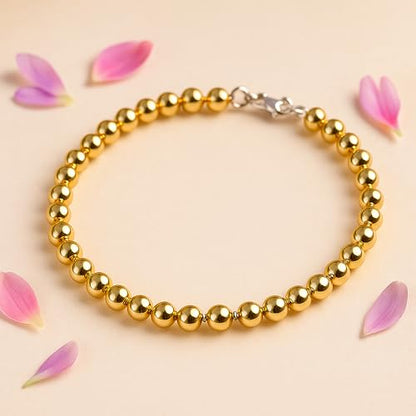 Laopottbeads 2000 Pcs Gold Beads with Oxidation-Resistant Finish, 4mm Round Beads DIY Kit for Bracelets, Earrings, Necklaces & Anklets - color: Golden, size: 4 mm, 2000 pcs