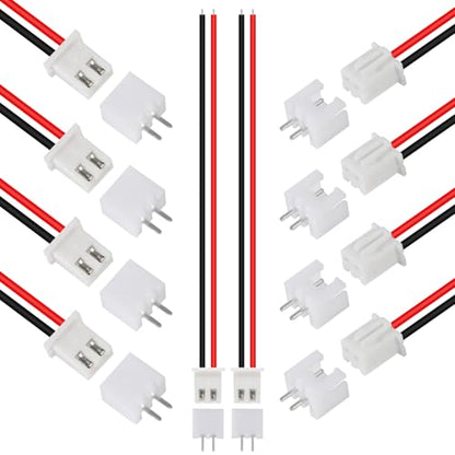ACEIRMC 10Pairs JST-XH Connector Kit, XH 2.54mm 2 Pin Header Male and Female Connectors Plug Adapter with Flat Wire Cable 200mm 26AWG Compatible with JST XH (2P) - color: 2P