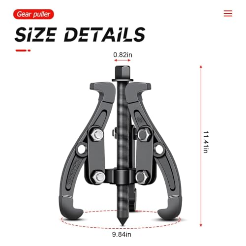 BELOMI 3 Jaw Inner Bearing Puller, Pilot Bearing Gear Puller for Auto with Reversible Jaws, Heavy Duty Gear Extractor Tool for Automotive Wheel, Pulling Kit for Motorcycle Car SUV (10 inch) - size: 10 inch