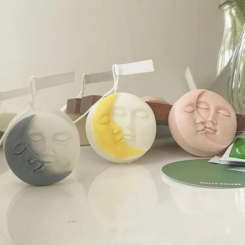 Candle Molds - Silicone Mold for Candles Making, DIY 3D Moulds for Soy Wax, Beeswax, Scented Candle, Valentine's Day Gifts (Moon) - color: Moon