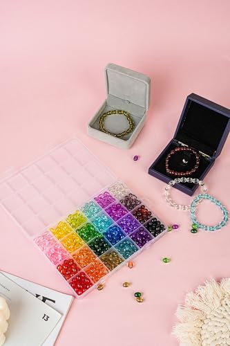 REVKI 1200pcs Glass Beads Bracelet Making Kit, 48 Colors Crystal Beads for Jewelry Making,Strange Shaped Glass Beads for Bracelets and DIY Crafts(Oval and Bamboo) - color: Style 2