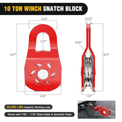 Nilight Offroad Recovery Kit 3" x8' Tow Strap Pulley Anti-Theft D-Shackles - color: 8ft Tow Strap +D-Ring Shackle +Block